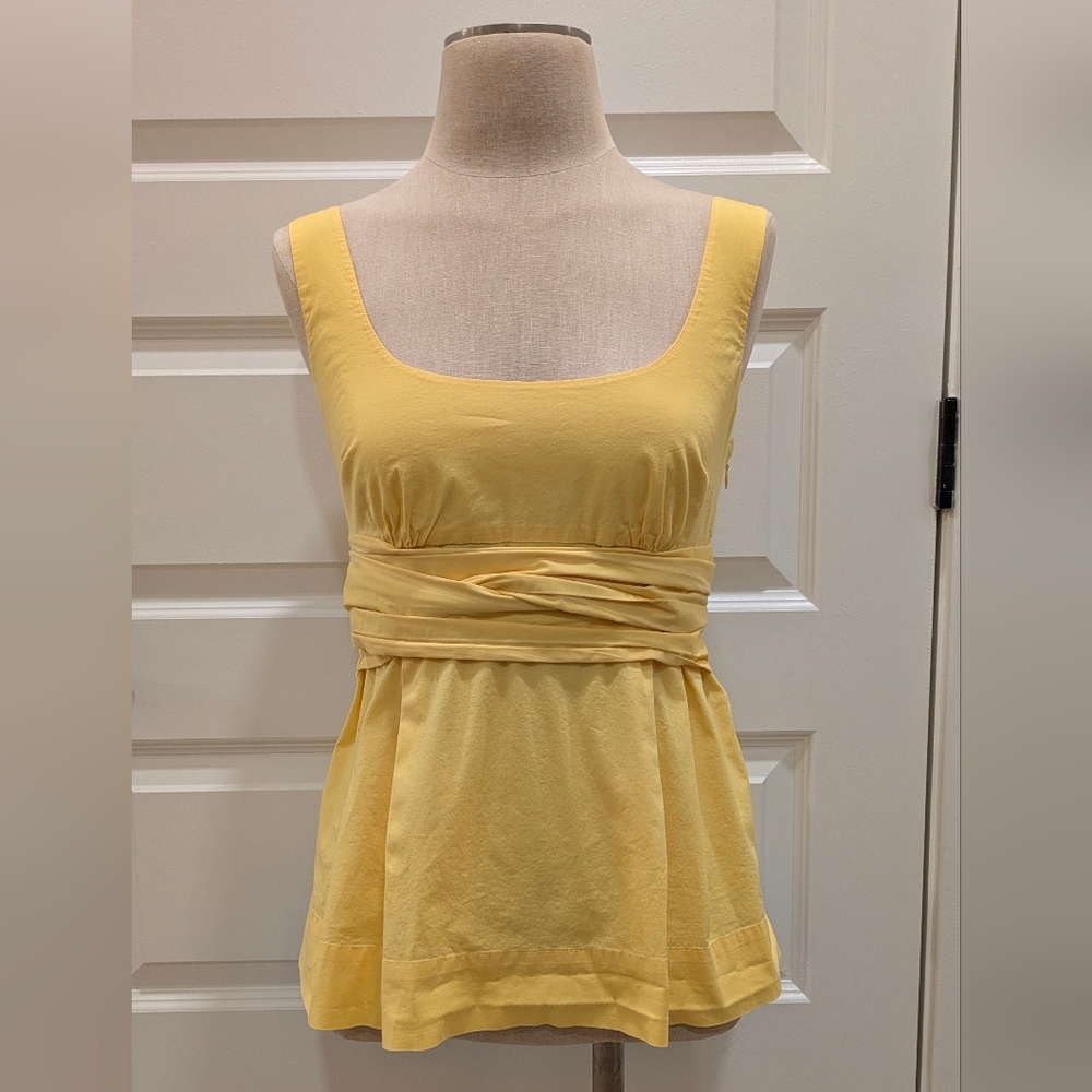 Anthropologie Yellow Empire-Waist Tie Tank
